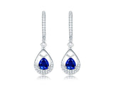 14K White Gold 1.48ct Sapphire Earrings with Diamond