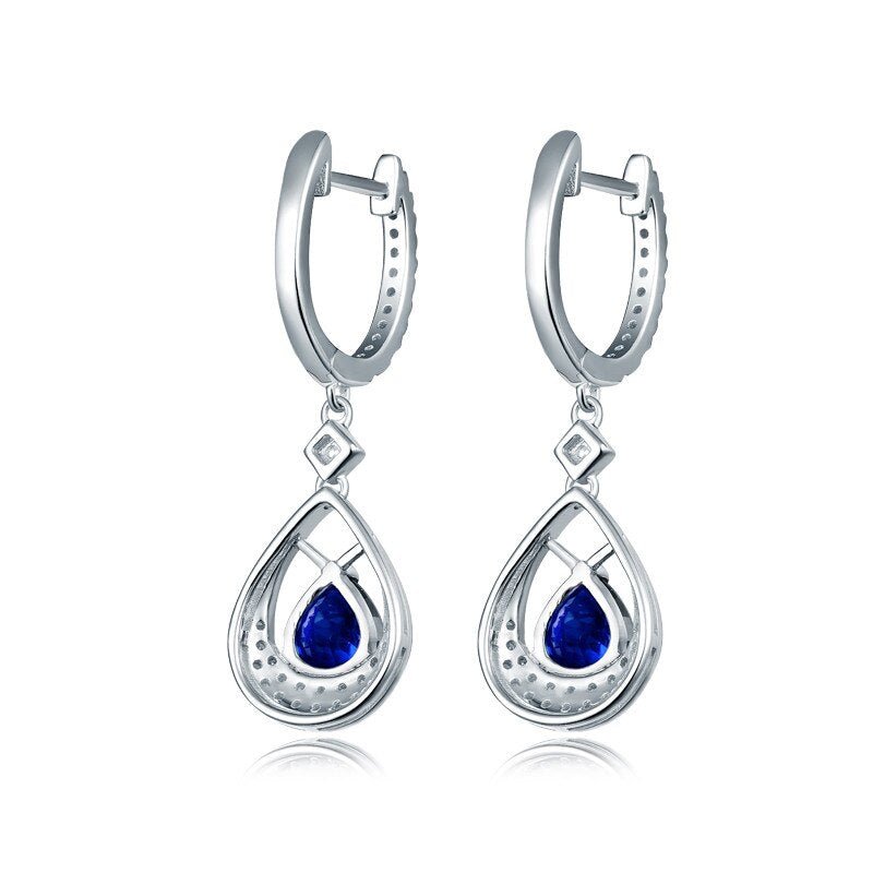14K White Gold 1.48ct Sapphire Earrings with Diamond
