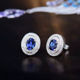 14K White Gold 1.68ct Tanzanite Earrings with Diamonds