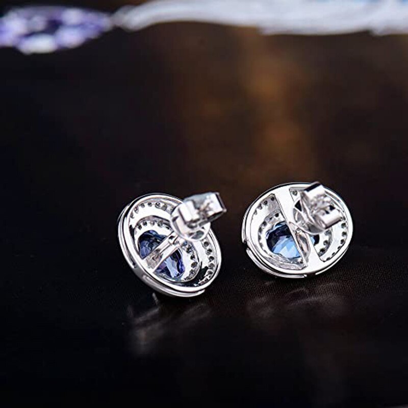 14K White Gold 1.68ct Tanzanite Earrings with Diamonds