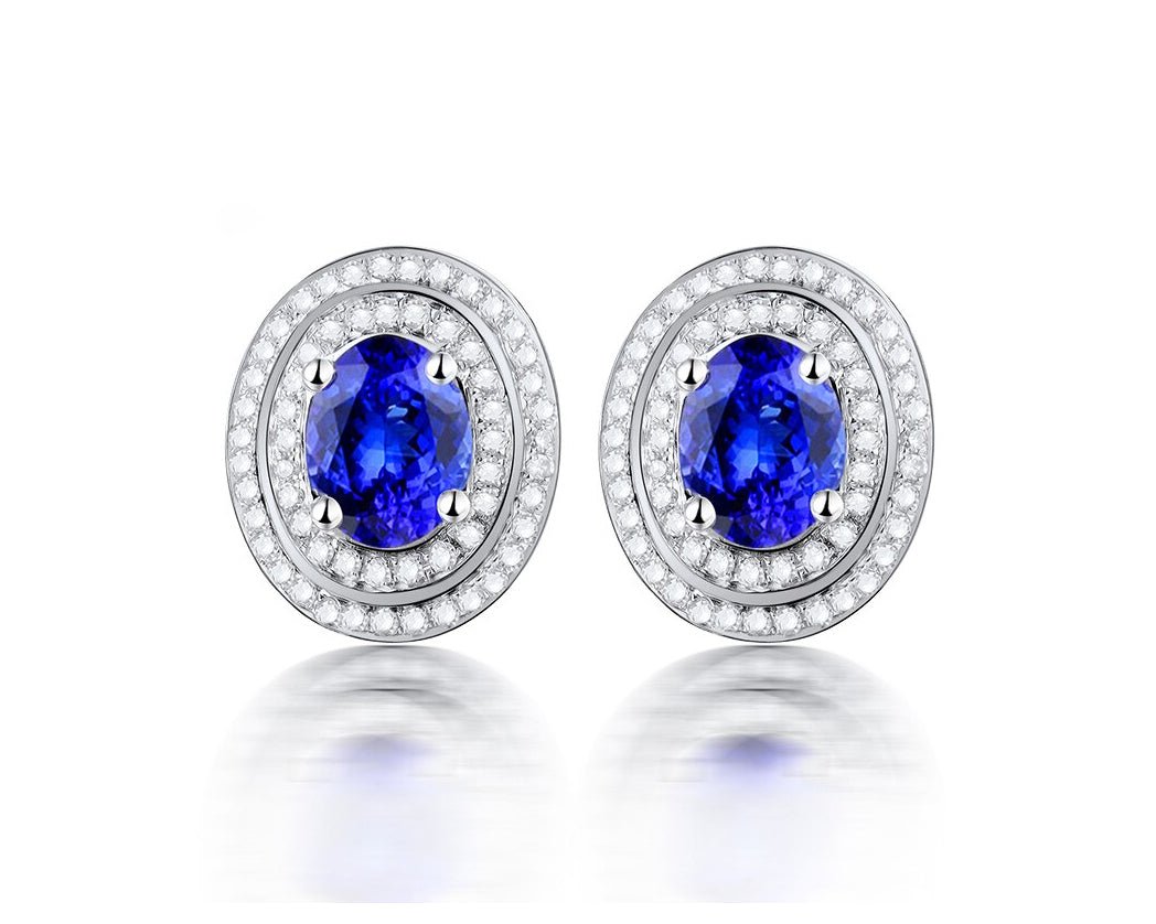 14K White Gold 1.68ct Tanzanite Earrings with Diamonds