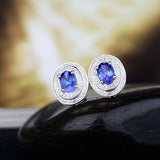 14K White Gold 1.68ct Tanzanite Earrings with Diamonds