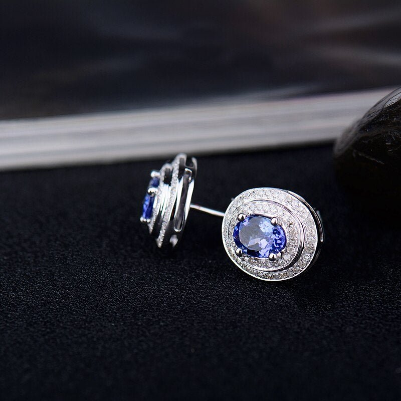 14K White Gold 1.68ct Tanzanite Earrings with Diamonds
