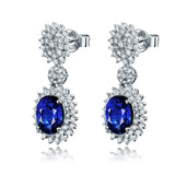 14K White Gold 3.00ct Sapphire Earrings with Diamond