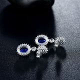 14K White Gold 3.00ct Sapphire Earrings with Diamond