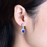 14K White Gold 3.00ct Sapphire Earrings with Diamond
