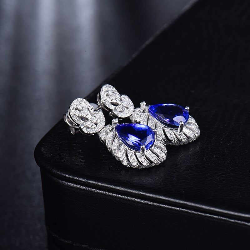 14K White Gold 3.00ct Tanzanite Earrings with Diamonds