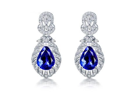 14K White Gold 3.00ct Tanzanite Earrings with Diamonds