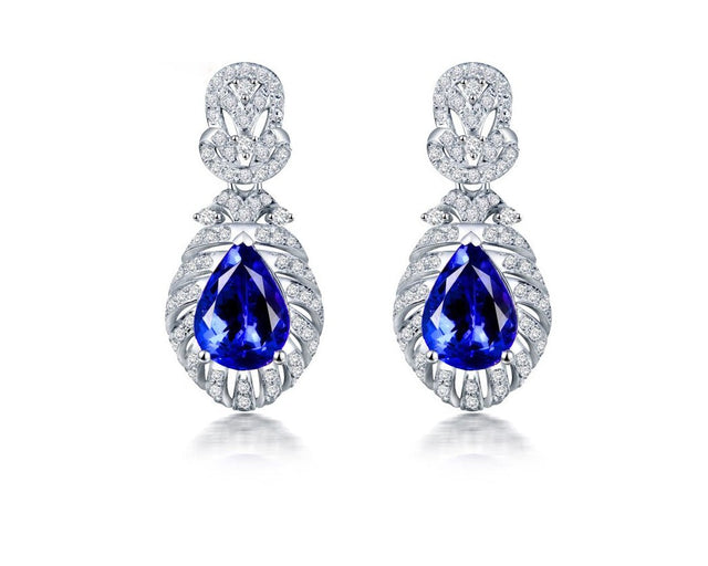 14K White Gold 3.00ct Tanzanite Earrings with Diamonds