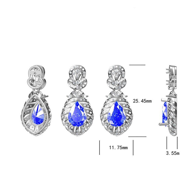 14K White Gold 3.00ct Tanzanite Earrings with Diamonds