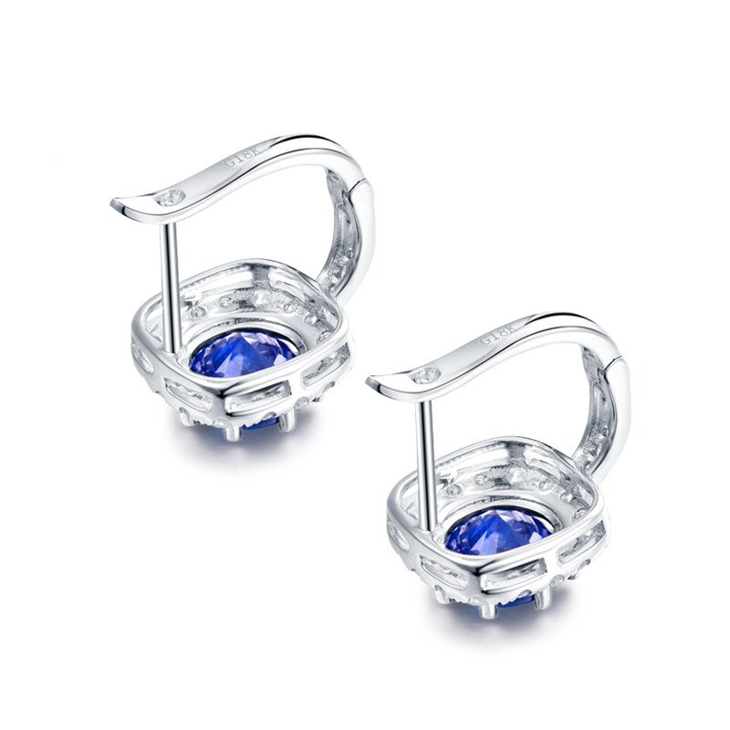 14K White Gold 3.56ct Sapphire Earrings with Diamond