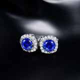 14K White Gold 3.56ct Sapphire Earrings with Diamond