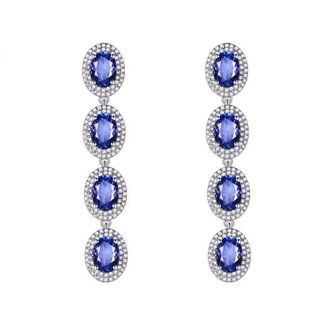 14K White Gold 5.55ct Tanzanite Earrings with Diamonds