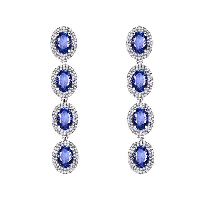 14K White Gold 5.55ct Tanzanite Earrings with Diamonds