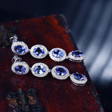 14K White Gold 5.55ct Tanzanite Earrings with Diamonds
