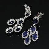14K White Gold 7.40ct Sapphire Earrings with Diamond