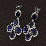 14K White Gold 7.40ct Sapphire Earrings with Diamond