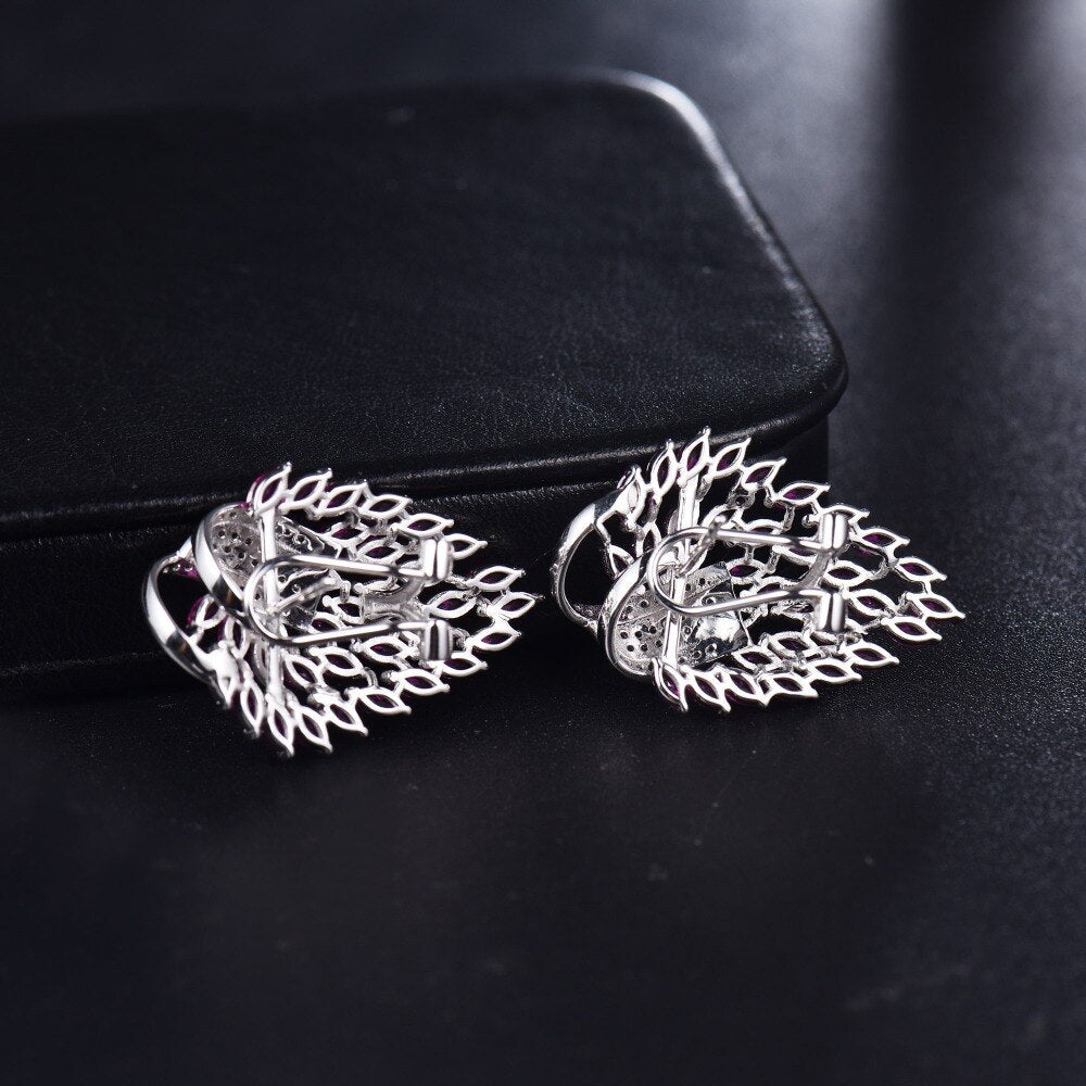 14K White Gold 8.46ct Pink Ruby Earrings with Natural Diamonds