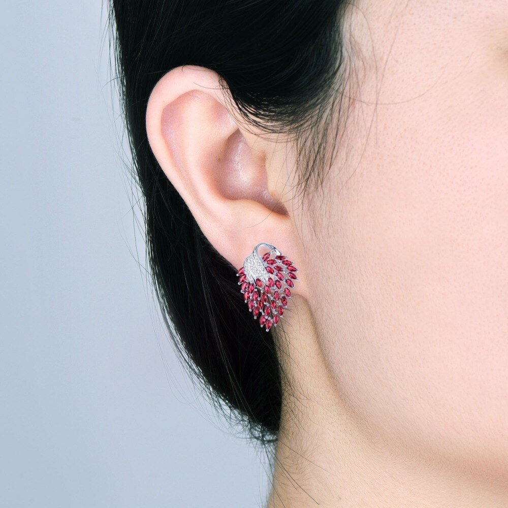 14K White Gold 8.46ct Pink Ruby Earrings with Natural Diamonds