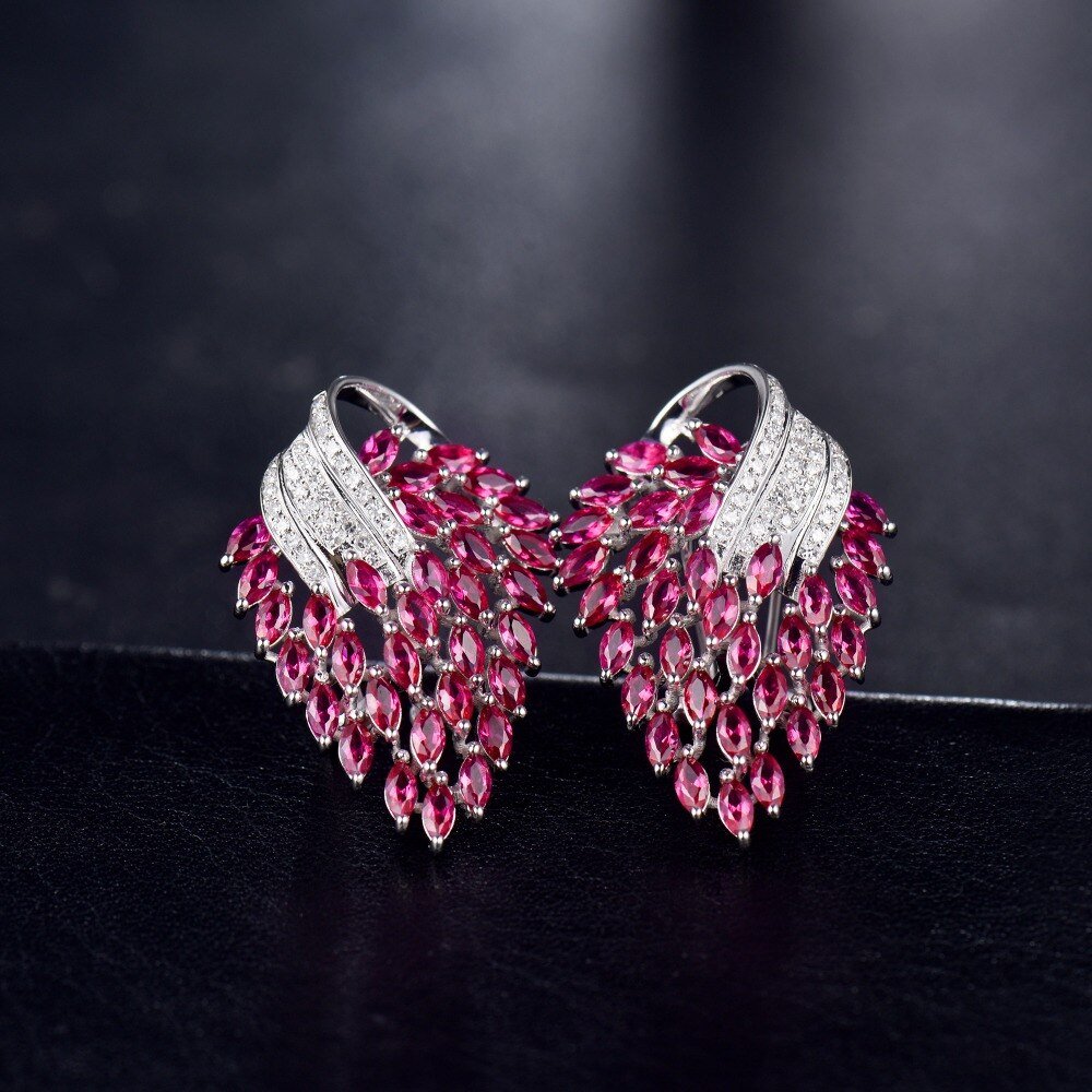 14K White Gold 8.46ct Pink Ruby Earrings with Natural Diamonds