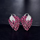 14K White Gold 8.46ct Pink Ruby Earrings with Natural Diamonds