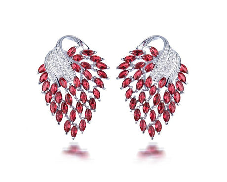 14K White Gold 8.46ct Pink Ruby Earrings with Natural Diamonds