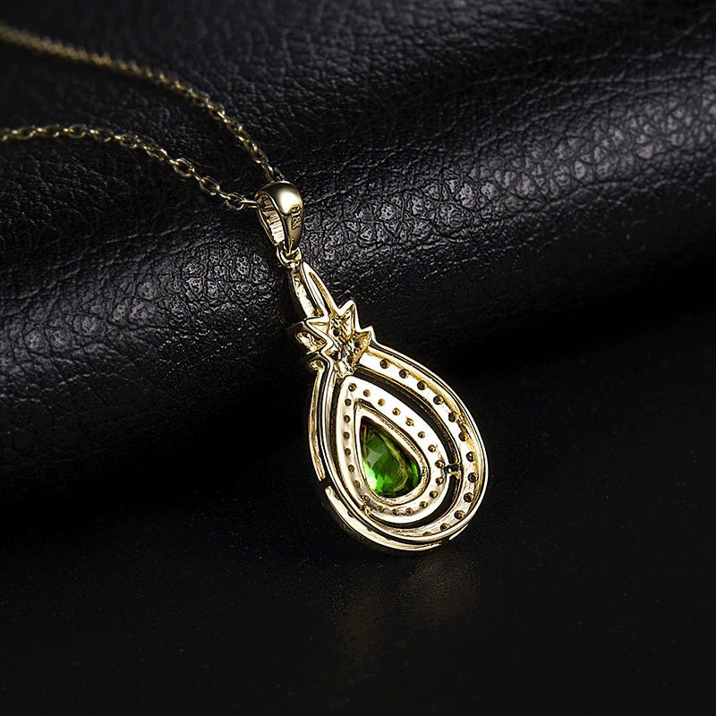 14K Yellow Gold 0.71ct Tsavorite Pendant with Natural Diamond