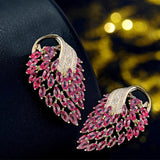 14K Yellow Gold 5.50ct Pink Ruby Earrings with Natural Diamonds