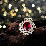 14K Yellow Gold Natural Diamond 4.08 ct Ruby Pendant