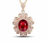 14K Yellow Gold Natural Diamond 4.08 ct Ruby Pendant