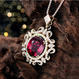 14K Yellow Gold Natural Diamond 4.08 ct Ruby Pendant