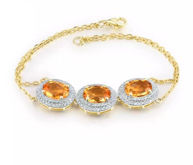 14kt Gold Bracelet with Citrine 5.10 ct & Diamonds 0.74 ct – Oval Cut