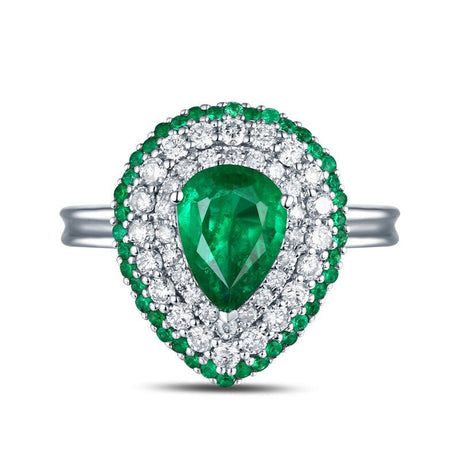 14Kt Gold Diamond 1.01 ct Emerald Ring