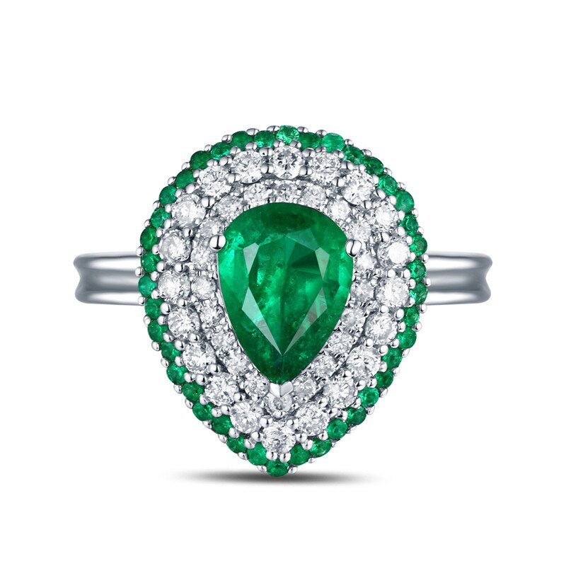 14Kt Gold Diamond 1.01 ct Emerald Ring