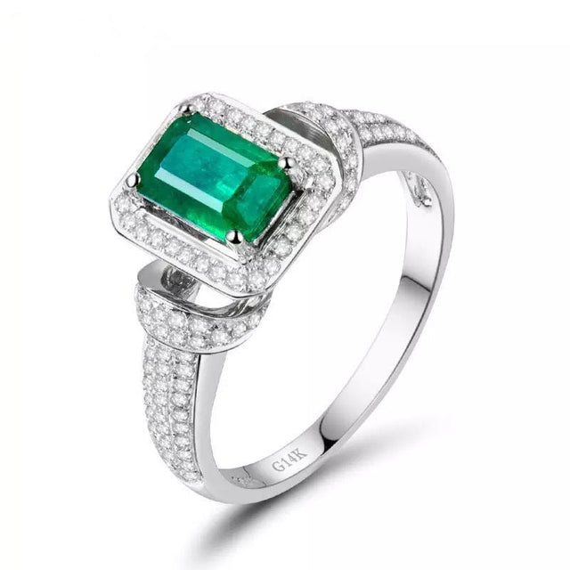 14Kt Gold Diamond 1.25 ct Emerald Ring