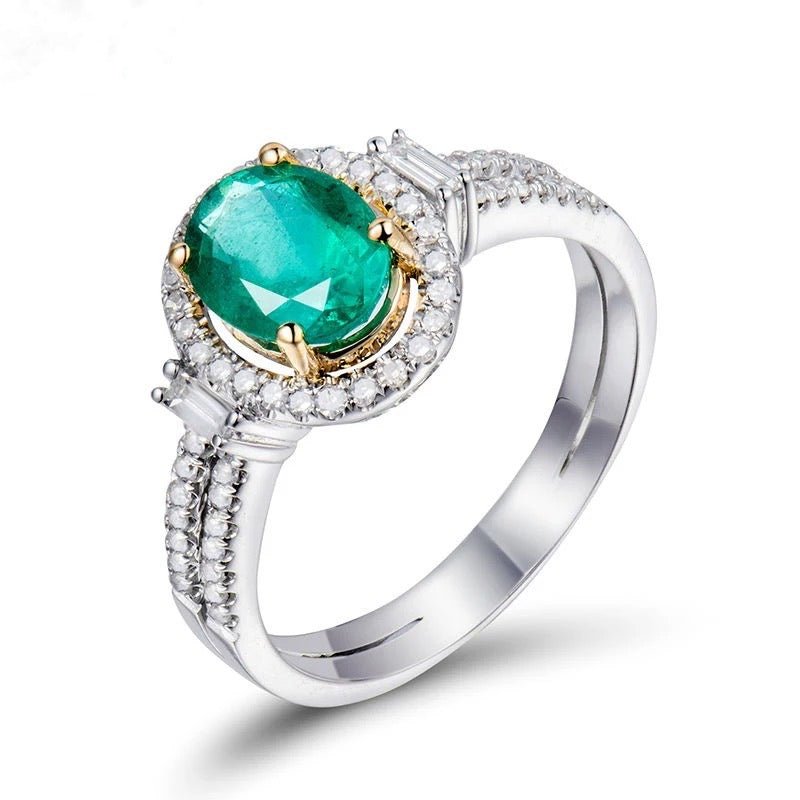 14Kt Gold Diamond 1.30 ct Emerald Ring
