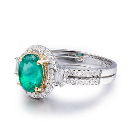 14Kt Gold Diamond 1.30 ct Emerald Ring