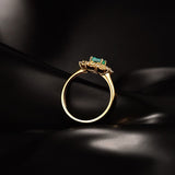 14Kt Gold Natural Diamond & 0.36 ct Emerald Ring