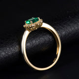 14Kt Gold Natural Diamond & 0.42 ct Emerald Ring