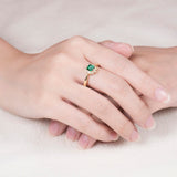 14Kt Gold Natural Diamond & 0.42 ct Emerald Ring