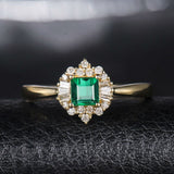 14Kt Gold Natural Diamond & 0.42 ct Emerald Ring