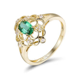 14Kt Gold Natural Diamond & 0.45 ct Emerald Ring