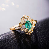 14Kt Gold Natural Diamond & 0.45 ct Emerald Ring