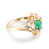 14Kt Gold Natural Diamond & 0.45 ct Emerald Ring