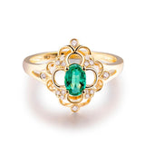 14Kt Gold Natural Diamond & 0.45 ct Emerald Ring