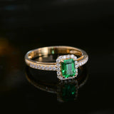 14Kt Gold Natural Diamond & 0.55 ct Emerald Ring