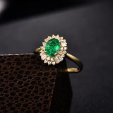 14Kt Gold Natural Diamond & 0.80 ct Emerald Ring