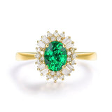 14Kt Gold Natural Diamond & 0.80 ct Emerald Ring