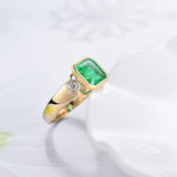 14Kt Gold Natural Diamond & 1.84 ct Emerald Ring