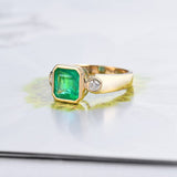 14Kt Gold Natural Diamond & 1.84 ct Emerald Ring